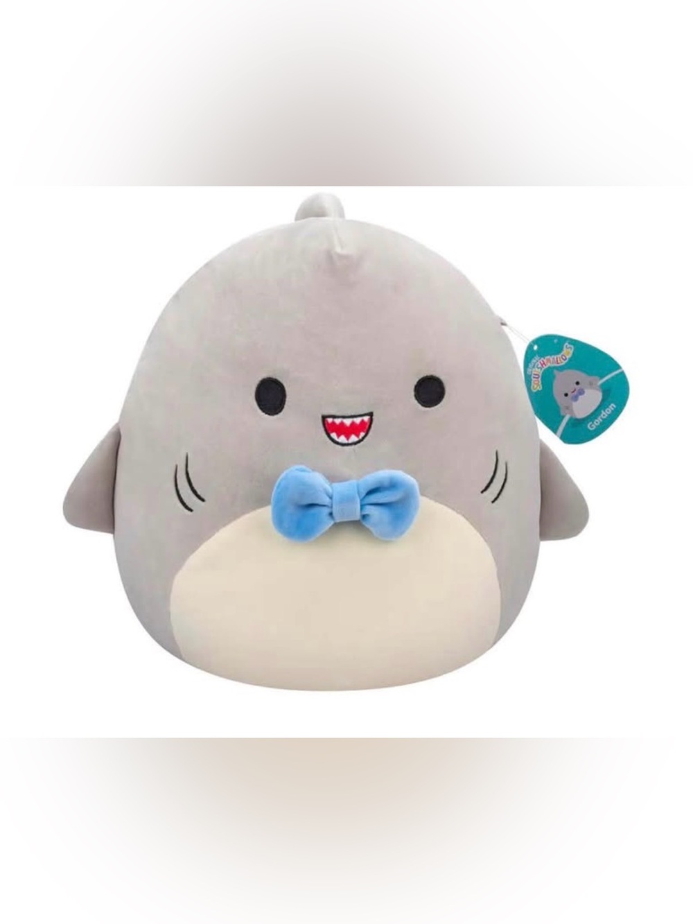 Squishmallows 7.5-Inch-Gordon The Grey Shark with Blue Bow tie